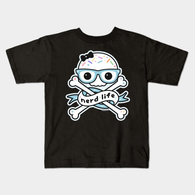 Nerd Life Skull and Crossbones Kids T-Shirt by sugarhai